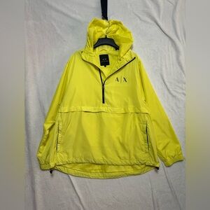 Armani Exchange Kids' Neon Yellow Hooded Half-Zip Anorak
